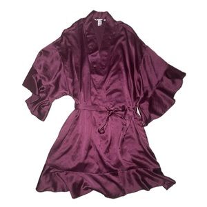 victoria’s secret flounce satin robe burgundy size medium/large